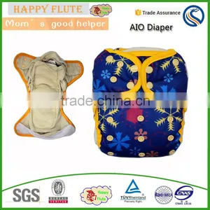 Happy Flute Aio Cloth Diaper 4 Layers Waterproof Absorbent Hemp Cotton Diapers Private Label Bamboo Free Shipping Quality Choice thumbnail-1