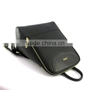 New Special Design Ladies Durable Black Litchi Pattern Leather Backpack thumbnail-6