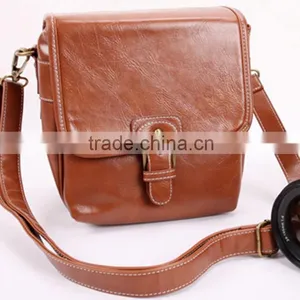 Factory Price Brown Leather Camera Bag With Strap in Dongguan thumbnail-1