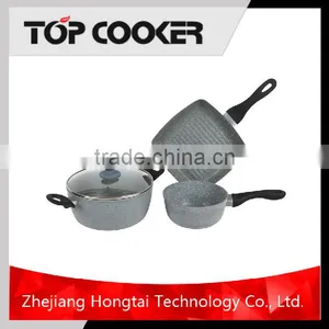 4PCS Induction Marble Coating Cookware Sets With Glass Lid thumbnail-1