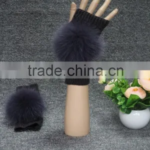 Factory Price Women's Leather Gloves With Rex Rabbit Fur/black Gloves thumbnail-1