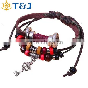 Latest Arrival New Design Jewelry Key Bracelet Nnisex Charm Trendy Korean Style Mutilayer Leather Bracelet/ thumbnail-1