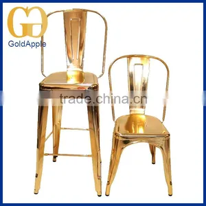 Wholesale Gold Plating Bar Stool High Bar Chair Metal Chair Modern Quality Choice thumbnail-1