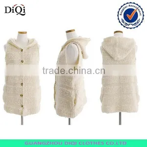 Hot Selling Cardigan Sleeveless Hooded Womens Knitted Sweater Vest thumbnail-3