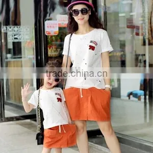 Wholesale Best Selling Orange Dress Boy Girl Mum Orange Dress thumbnail-3