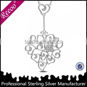 White Gold Plated Sterling Silver Tree of Life Pendent thumbnail-1