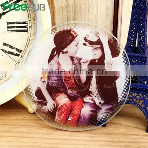 Logo Printing L100*H100*W4mm Round Coaster Sublimation Toughened Blank Glass Photo Coaster thumbnail-5