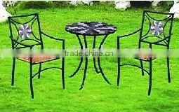 Metal Mosaic Bistro Table and Chair Furniture Set thumbnail-1