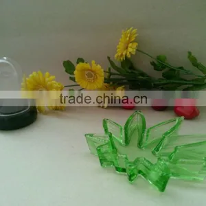 Glass Potleaf Green Glass Cohiba Ashtray , Colored Glass Ashtray thumbnail-3