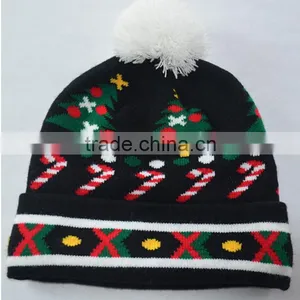 Fashion Custom Jacquard Foldable Winter Hat With Pompom thumbnail-1