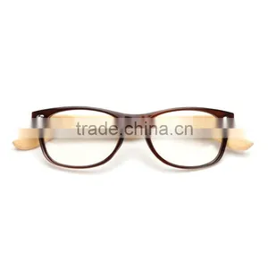 Hot Fashionable Clear Lenses Plastic Frame and Bamboo Temple Optical Reading Glasses thumbnail-3