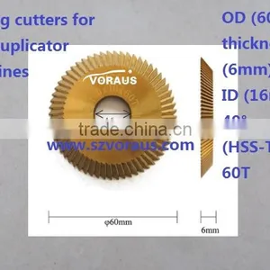 Milling Cutters for Key-duplicator Machines OD (60mm) Thickness (6mm) ID (16mm) (HSS-TiN) 60T thumbnail-1