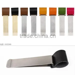 Midori Travel Stainless Steel Money Clip With Leather Sheath thumbnail-1