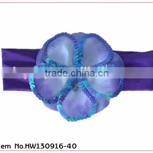 Cotton Headband,sequin Flowers Hairband,silk Flowers Elastic Heaband thumbnail-1