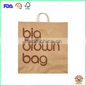 Brown Kraft Paper Gift Bag With Printed Logo, Recycle Paper Shopping Bag thumbnail-1