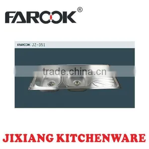 Double Equal Size Bowl With Tray Stainless Steel Kitchen Dishwash Sink thumbnail-1