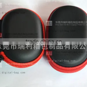 Hard High Quality PU EVA Earphone Case With Red Zipper thumbnail-1