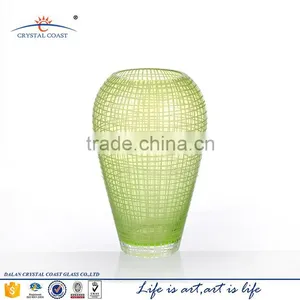 Hand Blown Home Goods Antique Green Glass Vases thumbnail-2