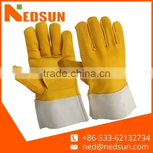 High Quality Double Palm Safety Working Leather Gardening Gloves thumbnail-1