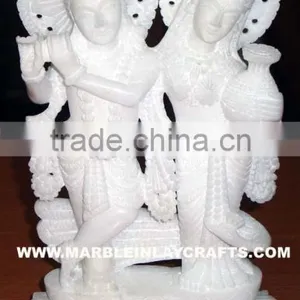Handmade Radha Krishna Alabaster Marble Statue thumbnail-1