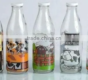 1L Clear Round Glass Milk Bottle thumbnail-1