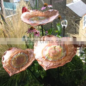 Modern Metal Copper Chalice Garden Bird Bath Sculpture thumbnail-1
