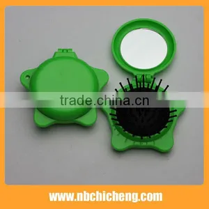 High Quality Mini Star Shape Folding Head Massage Comb Folding Hair Comb With Mirror thumbnail-4