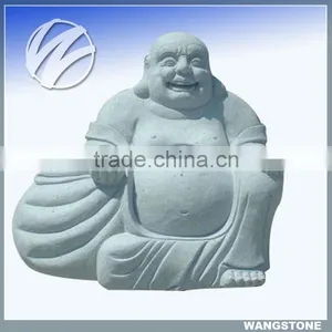 Large White Stone Carving Laughing Buddha Statue thumbnail-1