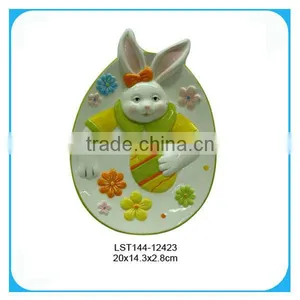 Ceramic Rabbit Easter Decoative Plate thumbnail-1