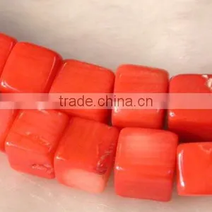 Red Square Loose Coral Beads thumbnail-1