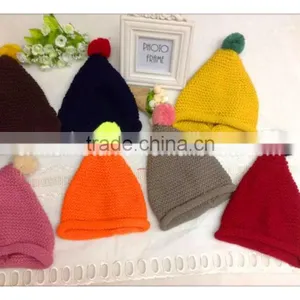 2015 Fashion Simple Style Knitted Hat With Top Ball thumbnail-1