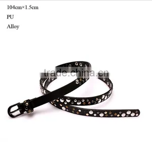 Wholesale Rivet Decorated Sex Women Lady Thin PU Waist Belt thumbnail-2