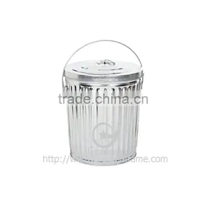 Antique Iron Trash Bin Galvanized Metal Iron Trash Bin thumbnail-5