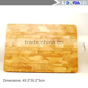 Stainless Steel Handle Rectangular Rubber Wood Chopping Block thumbnail-6