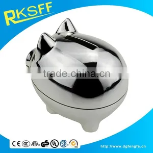 Factory Price Zinc Alloy Silver Plated Lovely Pig Shape Saving Box as Children Gift thumbnail-5