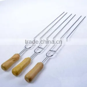 6pcs Stainless Steel/Inox BBQ Skewers With Wood Handle thumbnail-6