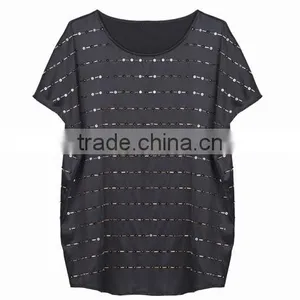 The Newest Lady Casual Simple Beaded and Sequined T-shirts thumbnail-2
