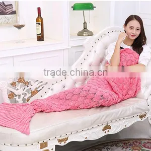 Wholesale Knitted Crochet Mermaid Tail Blanket Mermaid Tail Sleeping Bag thumbnail-4
