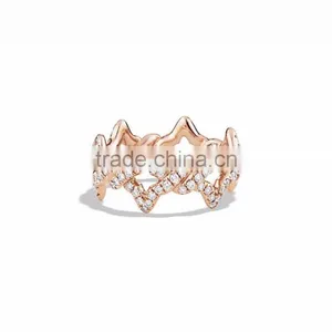 Rose Gold Plated CZ Studded Crown Shape Fashion Ring thumbnail-1
