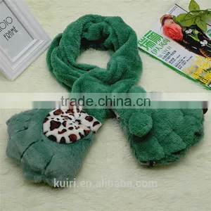 2016 Winter New Design Cute Woman Rex Rabbit Fur Scarf and Gloves One Piece Scarves thumbnail-3