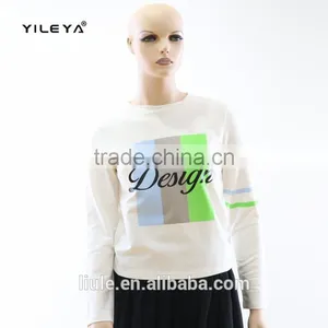 2017 Spring White Thick Long Sleeve Printed Women Top Blouse thumbnail-1