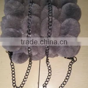 New Product Faux Rabbit Fur Ball Bag Selling Hot Package Bag Rabbit Hair Ball thumbnail-3