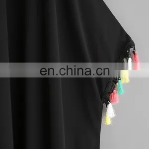 Colorful Tassel Trim Summer Women Handkerchief Kimono Loose Beach Kimono Fashion thumbnail-4
