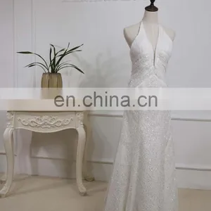 EB2702 Vneck Halter With Sequin Wedding Dress thumbnail-1