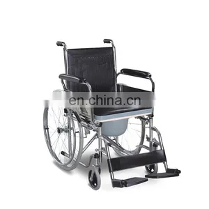 Foldable Chromed Steel Hospital Medical Commode Chair With Solid Castor thumbnail-1
