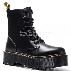 Jadon High Top Thick Bottom 8 Hole Martin Side Zipper English Women's Short Boots Sponge Bottom Lacing Work Boots thumbnail-2