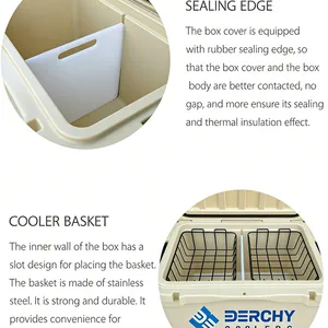 New Style 45qt Custom Logo Insulated Portable Thermal Food Beverage Hard Cooler Box for Camping Travel thumbnail-5