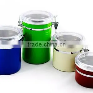 CCHJ-002 Hot House Stainless Steel Tea Coffee Sugar Canister Set With Different Color With ps Lid (Accept OEM) thumbnail-1