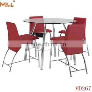 Round Tempered Glass Dining Table and Chair thumbnail-2