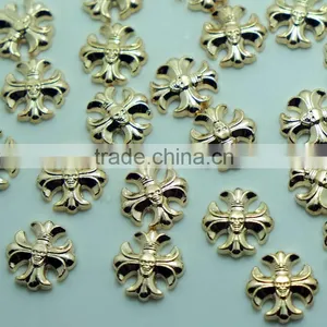 Factory Wholesale Cross With Skull Head Hotfix Alloy Studs, Gold, Antique Brass, Black Nickel, Hot Fix Zinc Alloy Studs thumbnail-1
